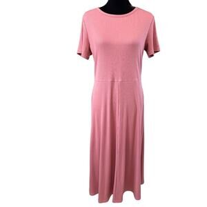 NEW NORDSTROM Treasure & Bond Pink Ribbed Midi Dress Size L